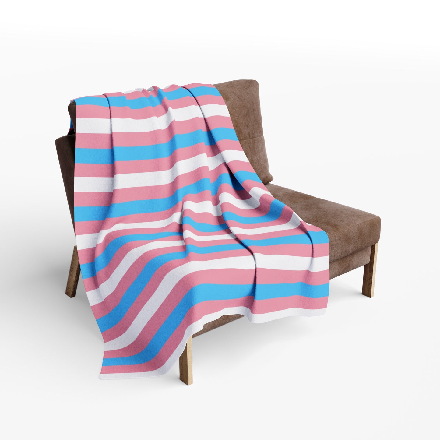 Super Large Blue Pink White Pride Candy Striped Arctic Fleece Blanket (60"-80")