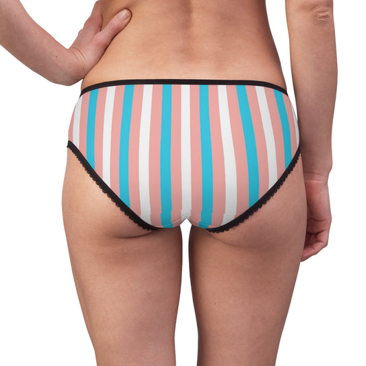 XS - 2XL Blue Pink White Pride  Candy Striped High-Cut Knickers