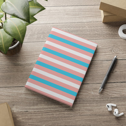 Blue Pink White Pride Candy Striped Puffy Covered Notebook