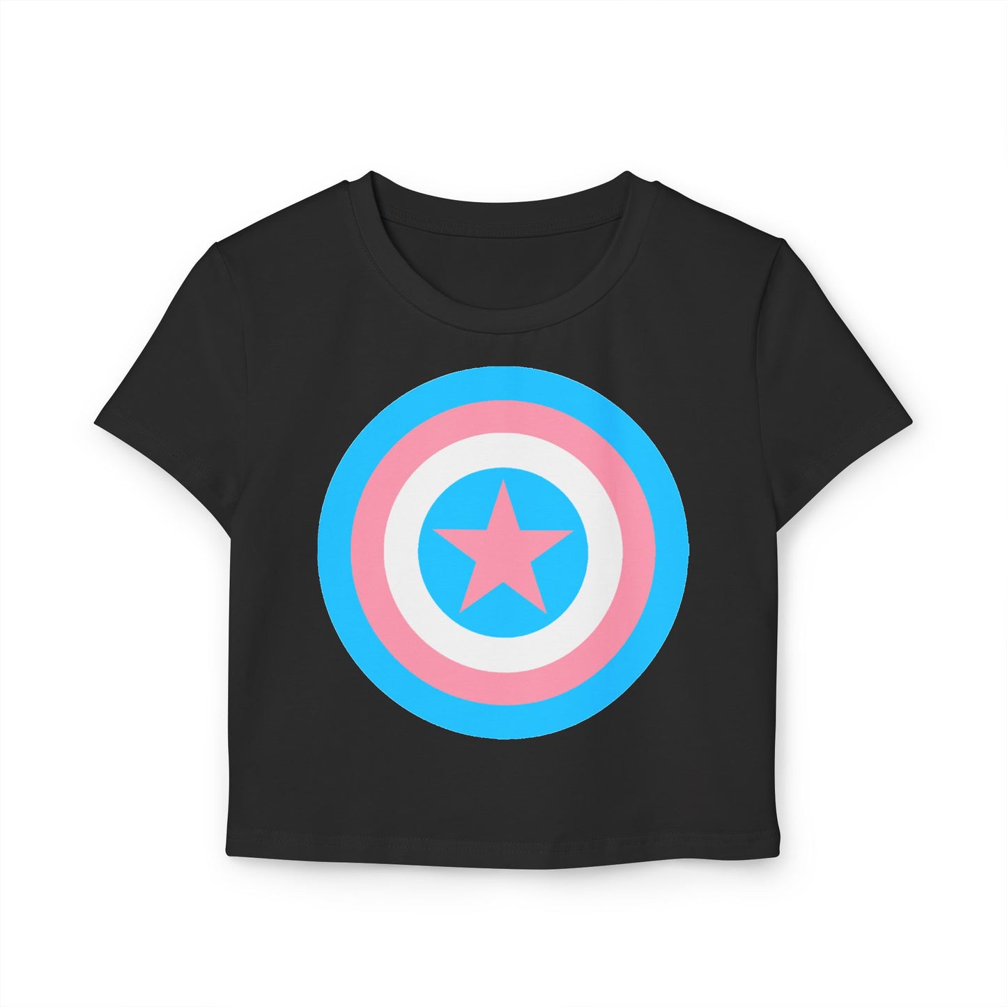 Teen Blue Pink White Pride Shield Baby Tee