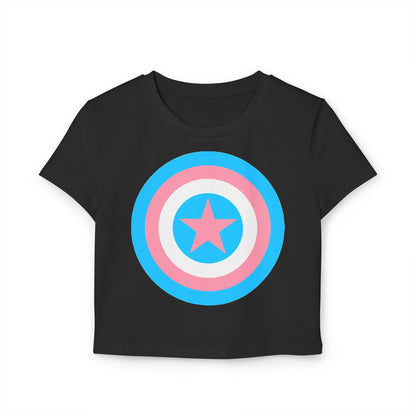 Teen Blue Pink White Pride Shield Baby Tee