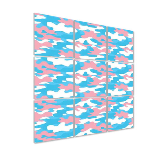 Blue Pink White Pride Camouflage Sound Absorbing Wall Panels 9 Pieces