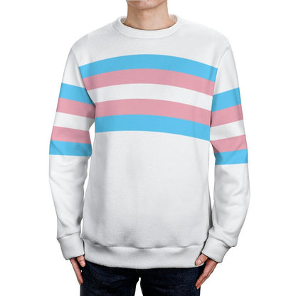 S-3XL Teen Blue Pink White Pride Banded White Jumper