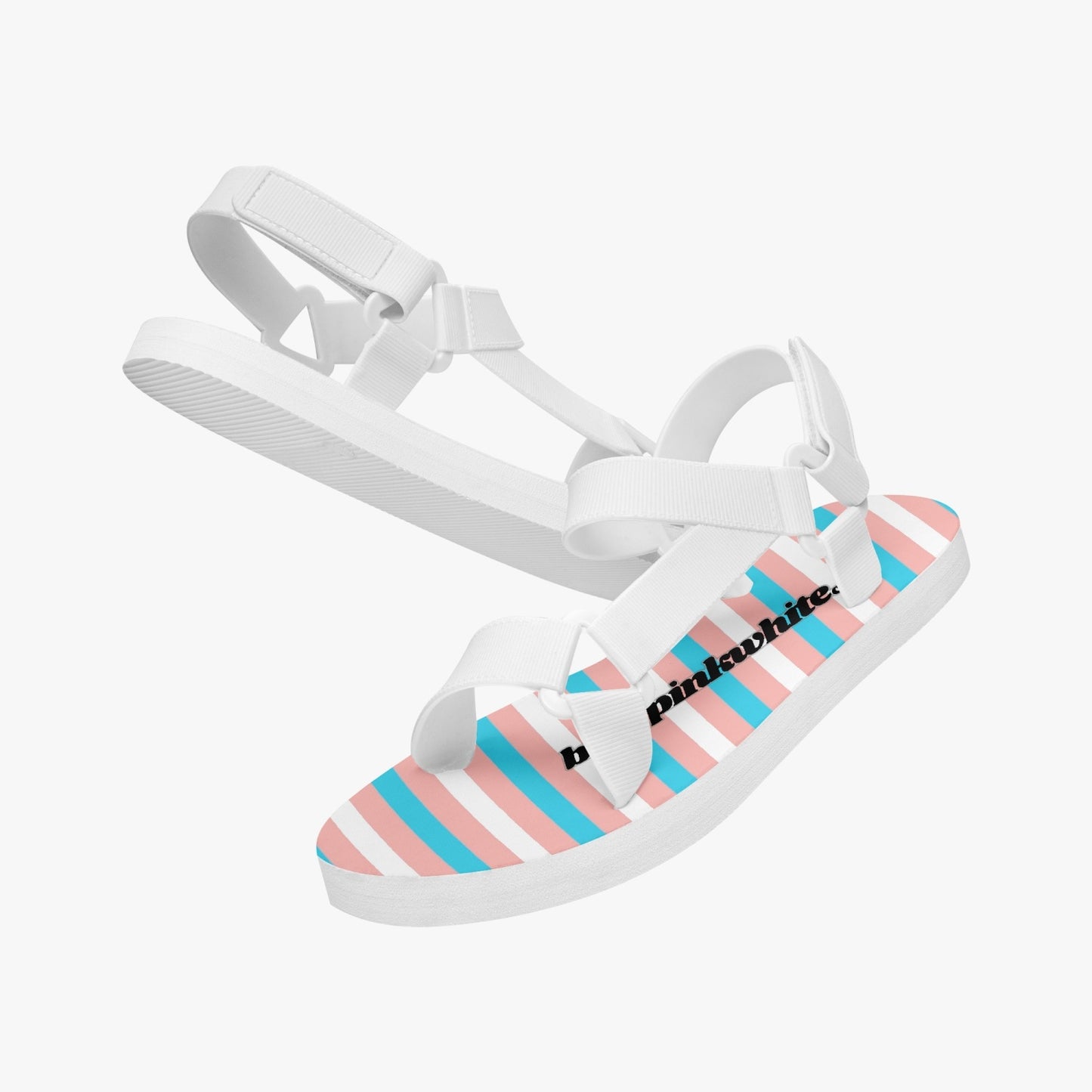 Blue Pink White Pride Candy Striped Casual Strappy Summer Sandals