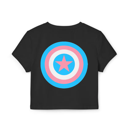 Teen Blue Pink White Pride Shield Baby Tee