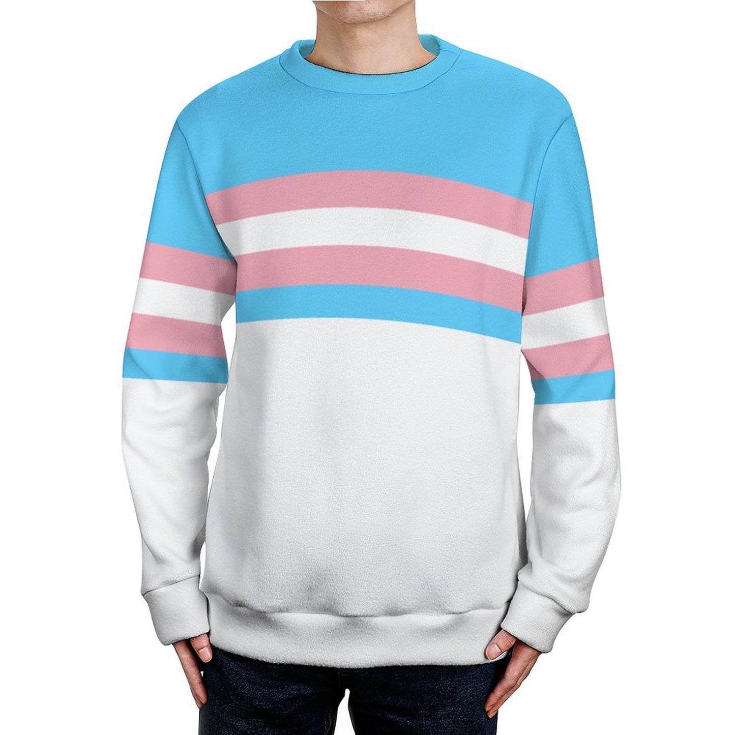 S-3XL Teen Blue Pink White Pride Banded Blue/White Jumper