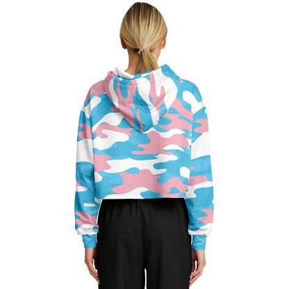 Blue Pink White Pride Camouflage Cropped Hoodie