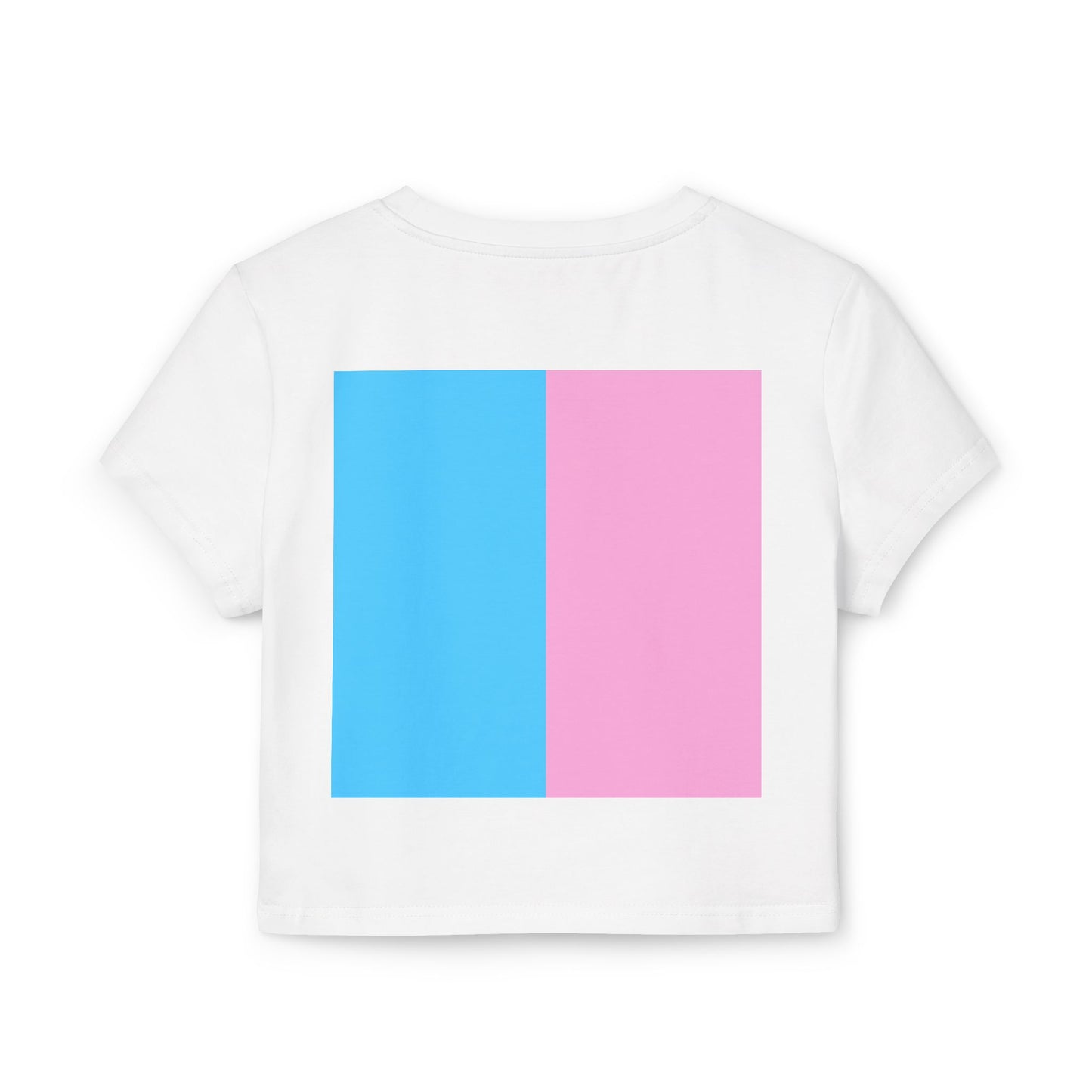 Teen Blue Pink White Pride Block Print White Baby Tee