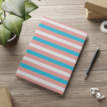 Blue Pink White Pride Candy Striped Puffy Covered Notebook