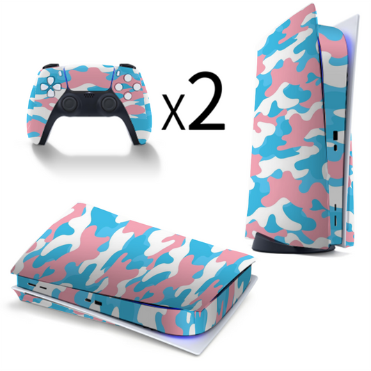 Custom Blue Pink White Pride PS5 Wrap