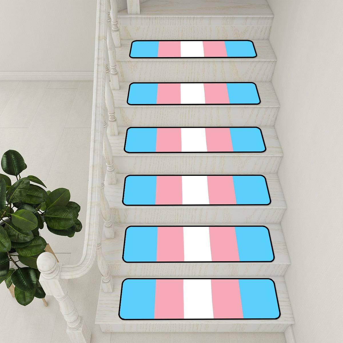 Blue Pink White Pride Non-Slip Carpet Stair Treads