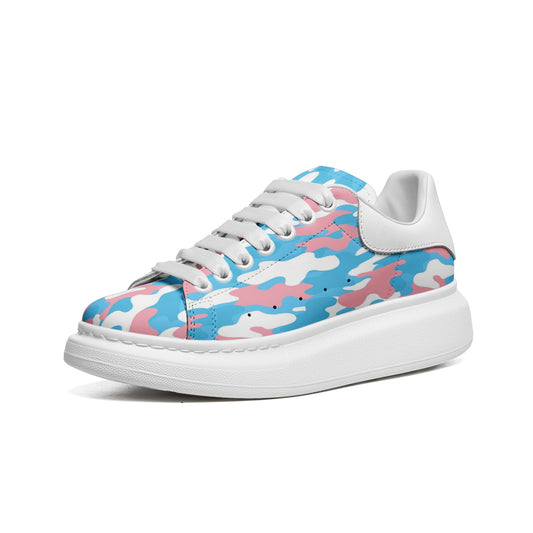 Blue Pink White Pride Camouflage Leather Sneakers