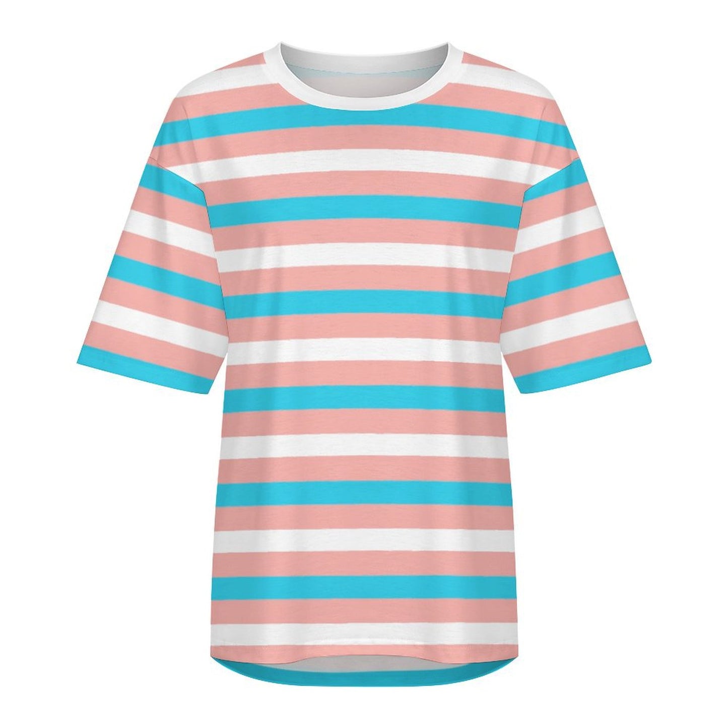 S-5XL Blue Pink White Pride Candy Striped Drop-Shoulder T-Shirt