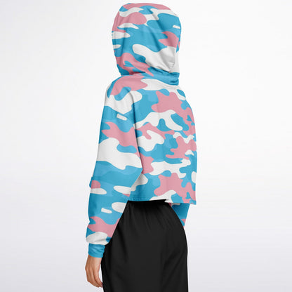 Blue Pink White Pride Camouflage Cropped Hoodie