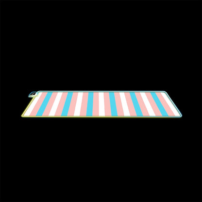 Blue Pink White Pride Candy Striped Transparent LED Gaming Pad