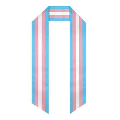 Blue Pink White Pride All Over Polyester Graduation Stole