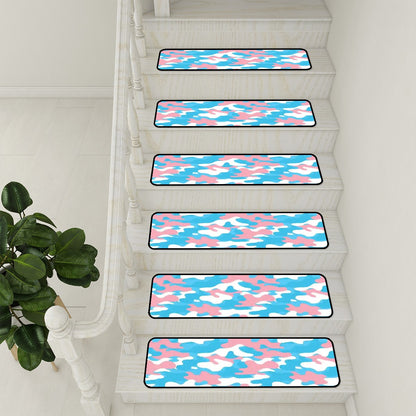 Blue Pink White Pride Camoulage Non-Slip Carpet Stair Treads