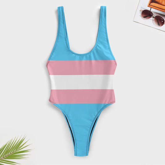 XS-XXL Teen Pride Scoop Fronted High Leg Swimsuit