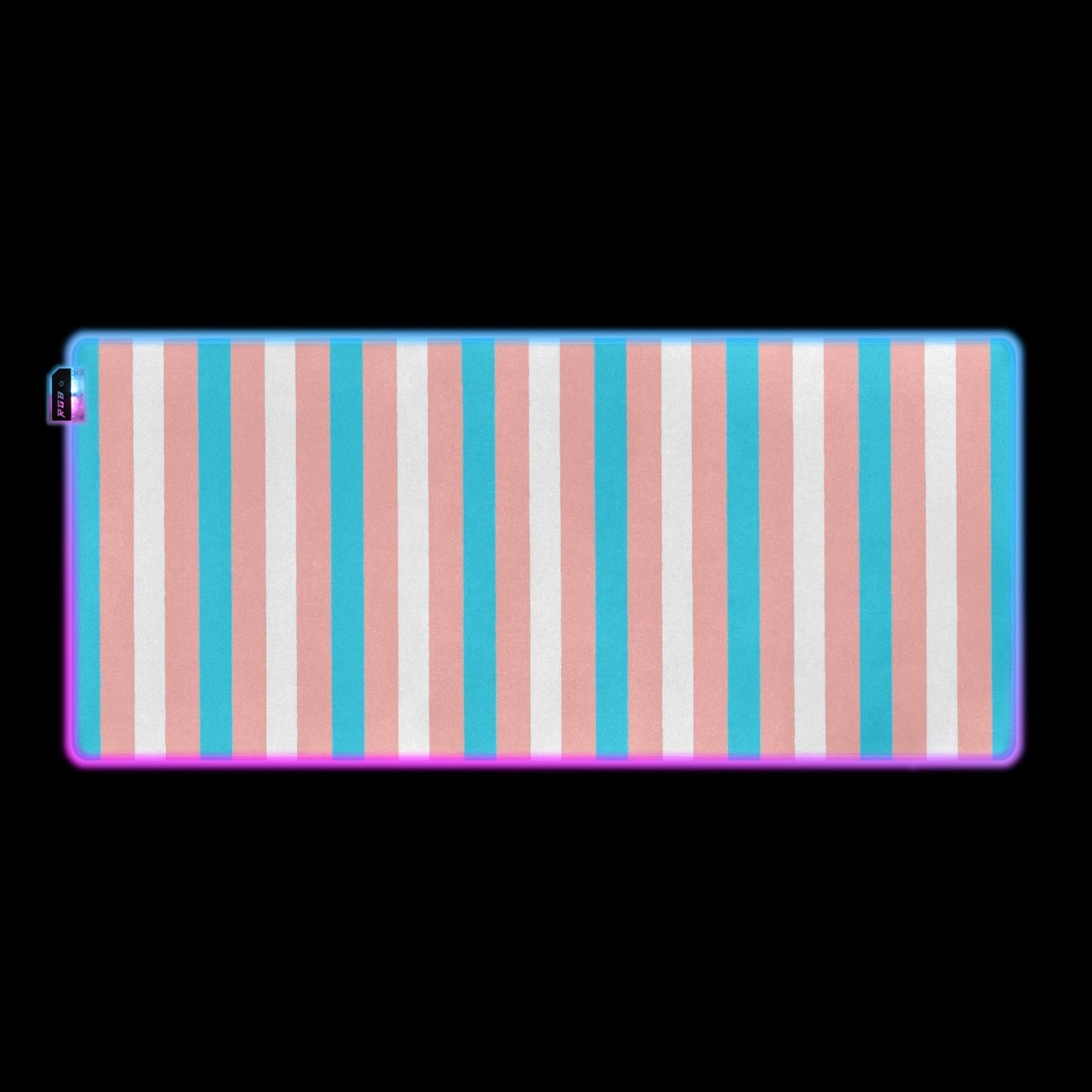 Blue Pink White Pride Candy Striped Transparent LED Gaming Pad