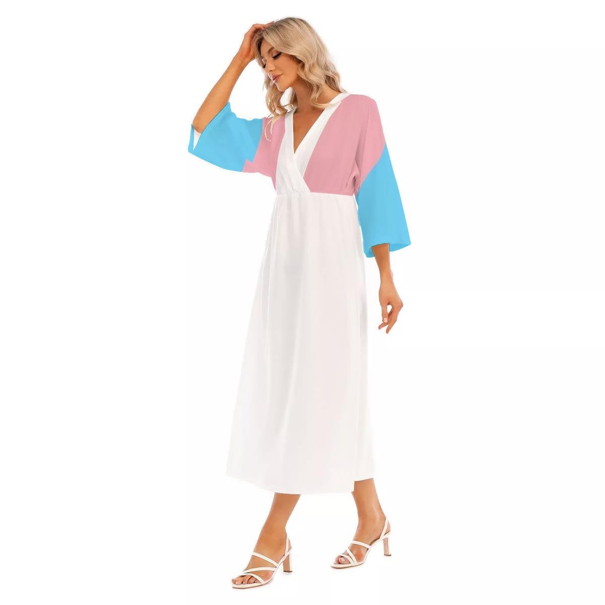 NEW Trans Coloured 3/4 Sleeved Long Loose Dress Trans Apparel & Gift Ideas for Transwomen