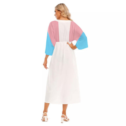 NEW Trans Coloured 3/4 Sleeved Long Loose Dress Trans Apparel & Gift Ideas for Transwomen