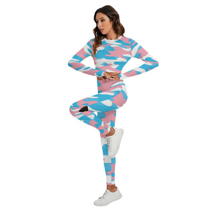 Blue Pink White Pride Camouflage Backless Yoga Sports Twin-Set tunnellsCo.