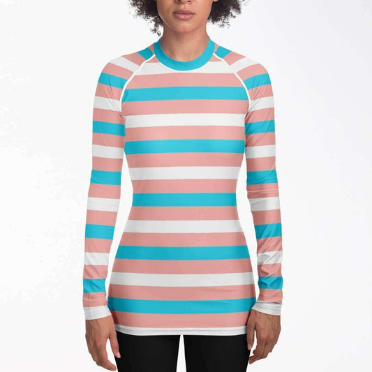 Blue Pink White Pride Candy Striped Light Compression Fit Base Layer Shirt tunnellsCo.