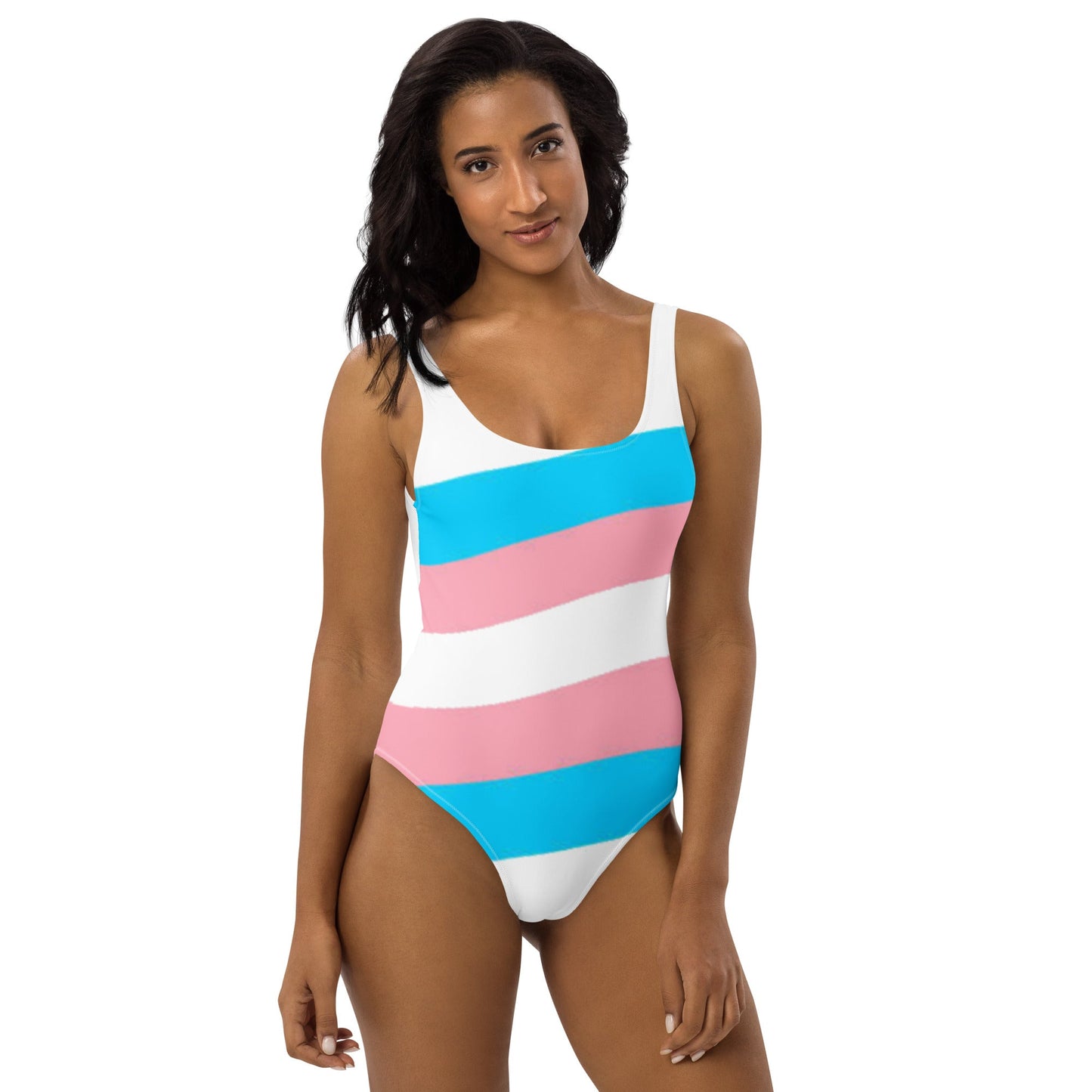 Blue Pink White Pride High-Cut Swimsuit tunnellsCo.