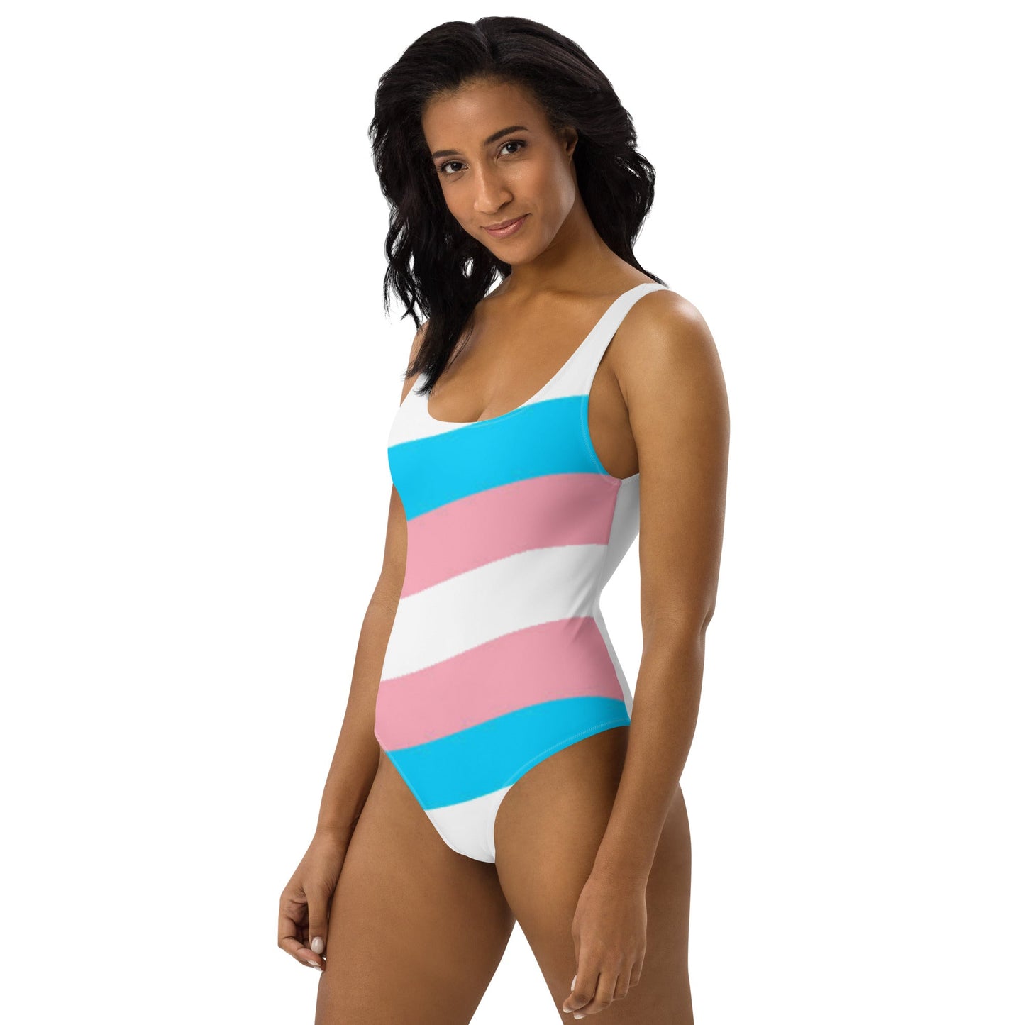 Blue Pink White Pride High-Cut Swimsuit tunnellsCo.