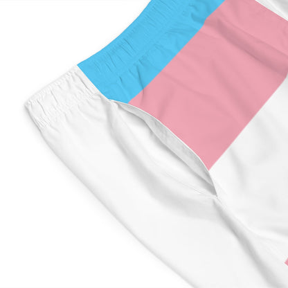 Blue Pink White Pride Long Boyfriend Beach Shorts tunnellsCo.