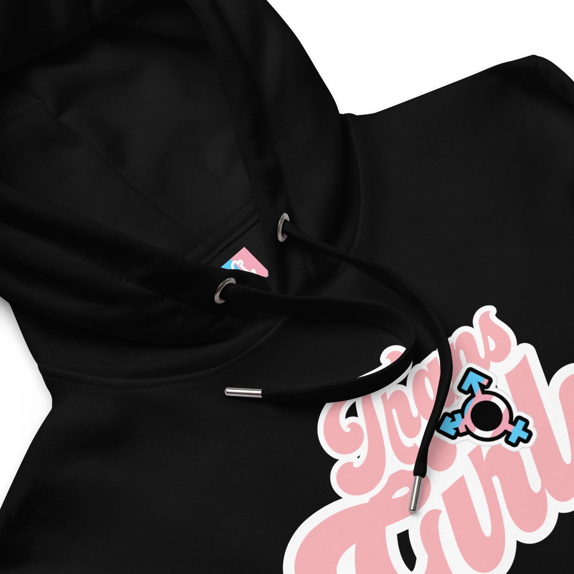 Blue Pink White 'TRANSGIRLS' Black Premium Soft Organic Cotton Hoodie tunnellsCo.