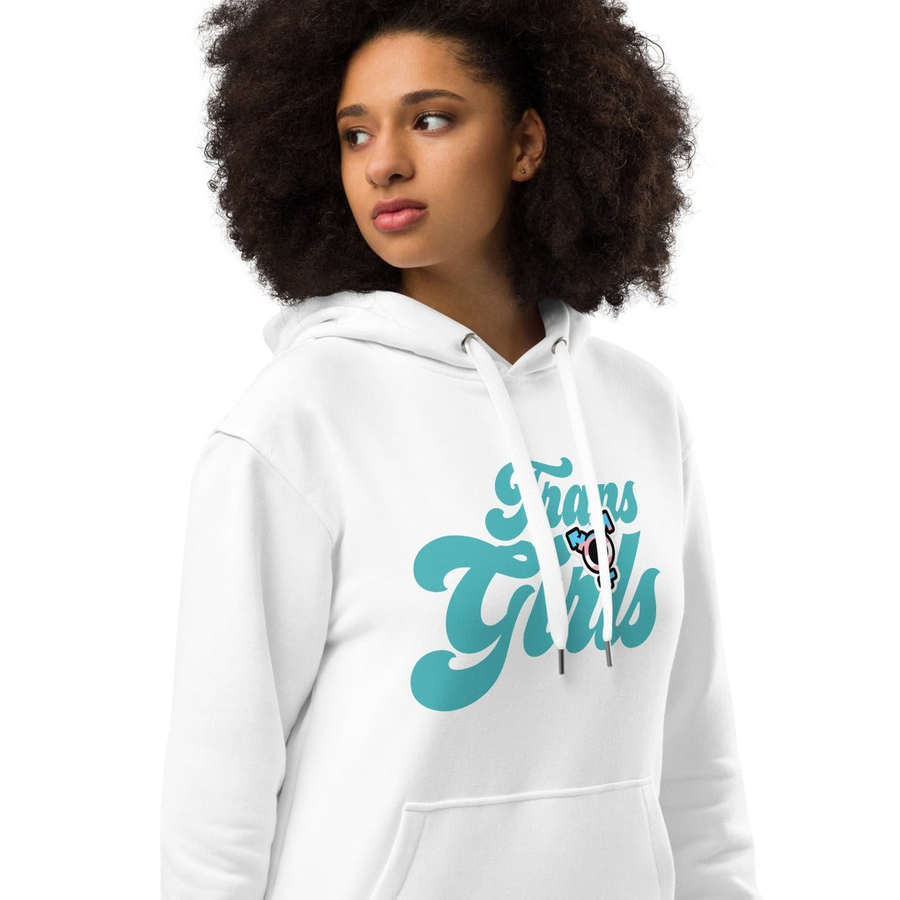 Blue Pink White 'TRANSGIRLS' White Premium Organic Cotton Hoodie tunnellsCo.