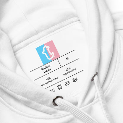 Blue Pink White 'TRANSGIRLS' White Premium Organic Cotton Hoodie tunnellsCo.