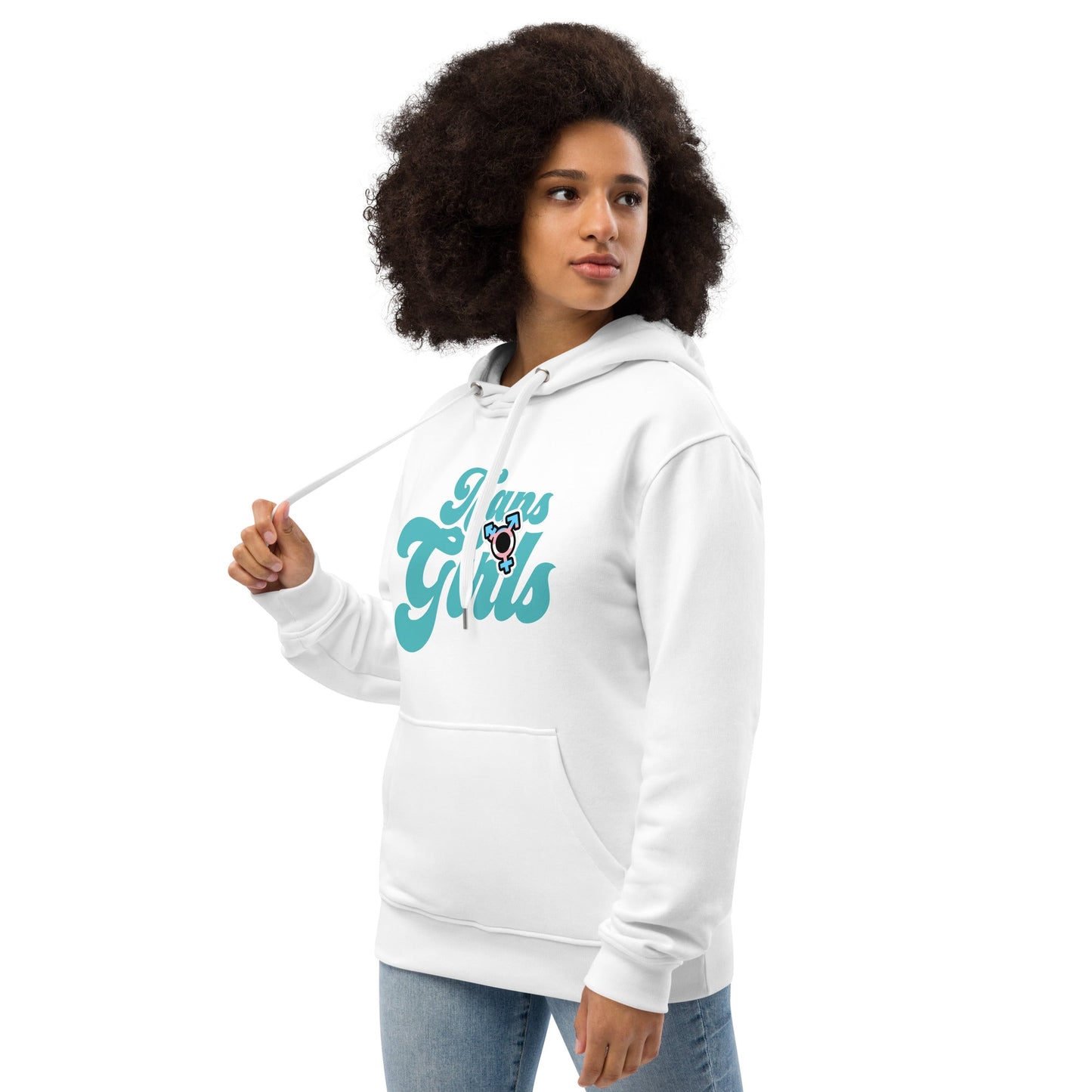 Blue Pink White 'TRANSGIRLS' White Premium Organic Cotton Hoodie tunnellsCo.