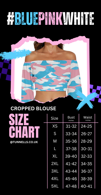 Plus Size Blue Pink White Paris Pride Cropped Blouse