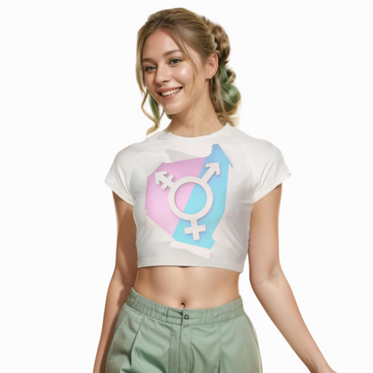 Teen Blue Pink White Pride Fitted Cropped T-Shirt