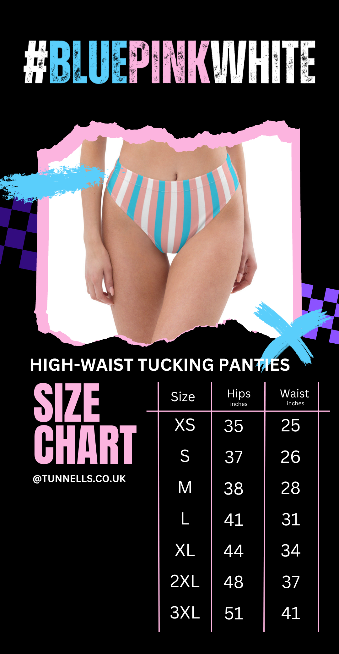 Blue Pink White 'TRANS GIRL POWER' Tucking Panty