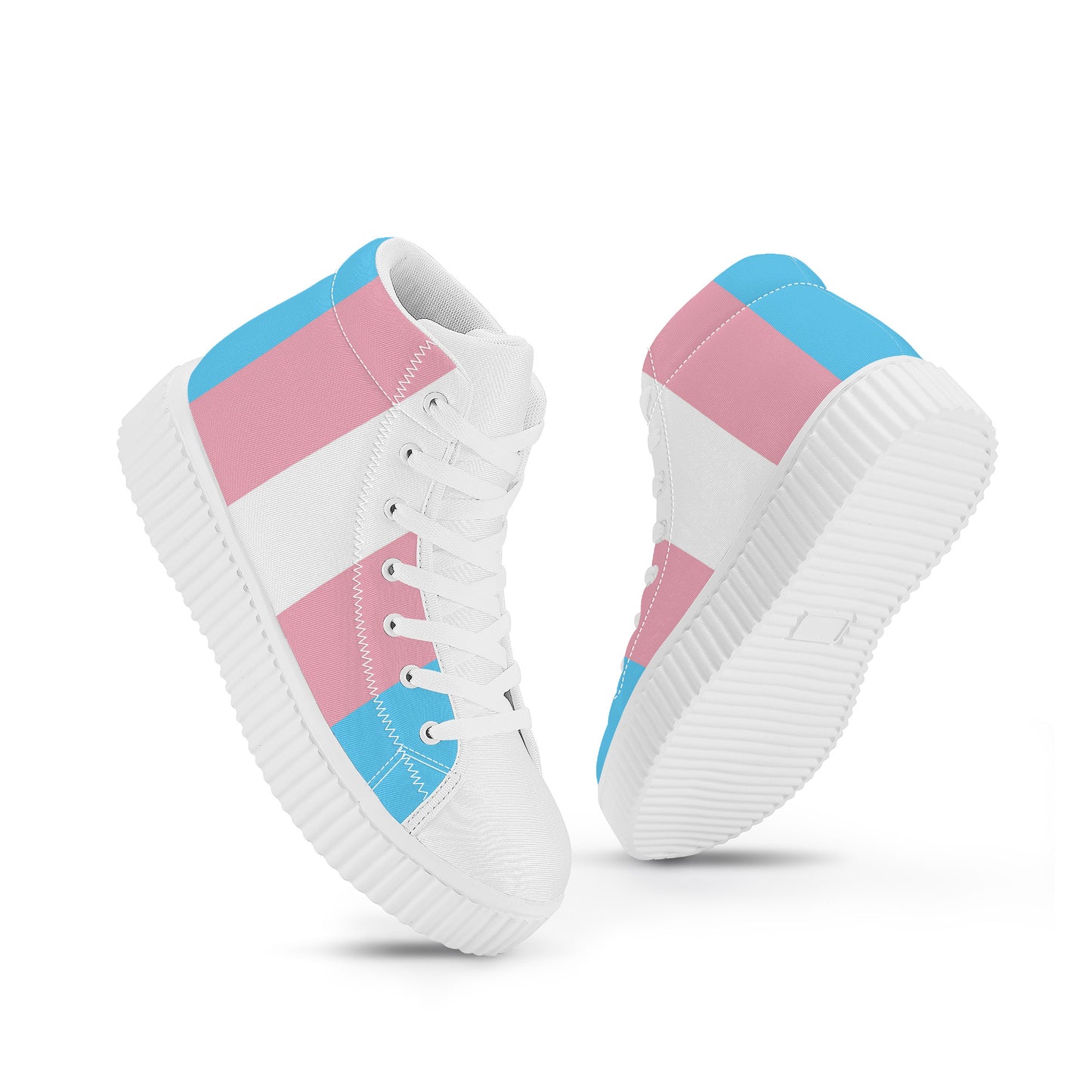 Blue Pink White All-Over Pride High-Top Canvas Platform Sneakers