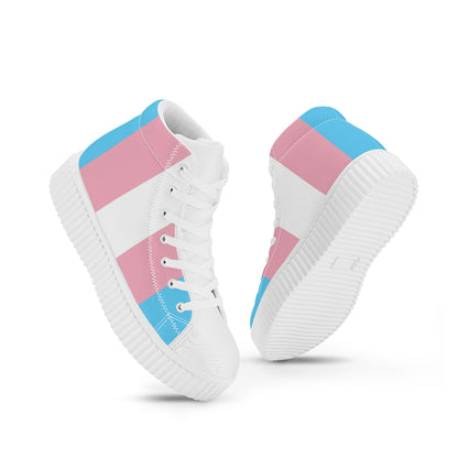 Blue Pink White All-Over Pride High-Top Canvas Platform Sneakers