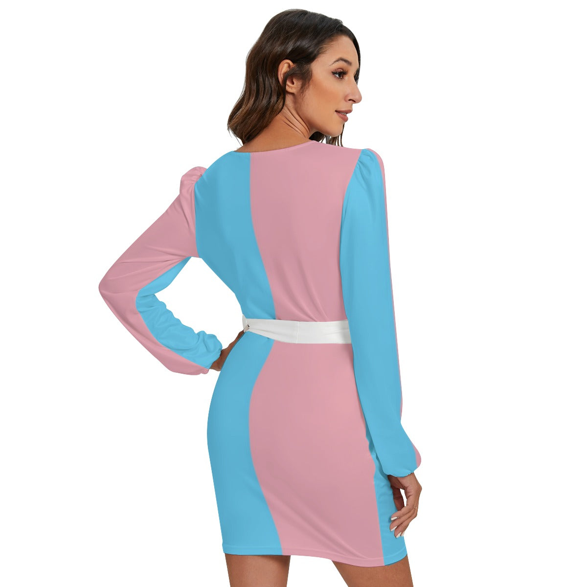 Long Sleeve Dress With Waist Belt tunnellsCo.