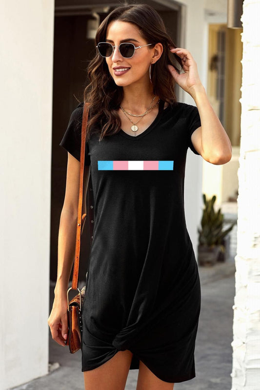NEW Trans Coloured Ribbon Twist T-Shirt Dress Trans Apparel & Gift Ideas for Transwomen