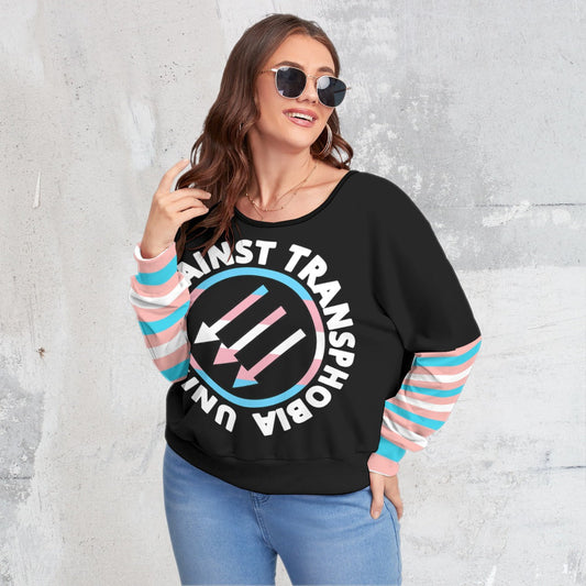 All-Over Print Women's Backless Sweatshirt With Bat Sleeve