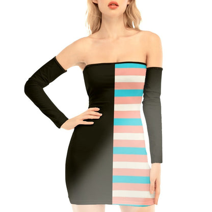 Plus Size Blue Pink White Pride Candy Striped/Black Lace-Up-Back Dress tunnellsCo.