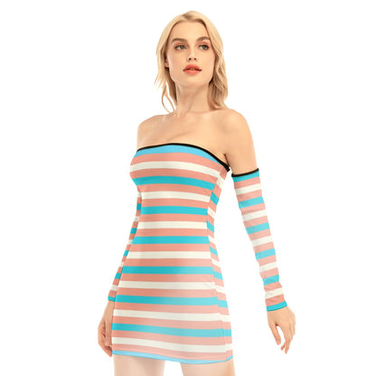 Plus Size Blue Pink White Pride Candy Striped Lace-Up-Back Dress tunnellsCo.