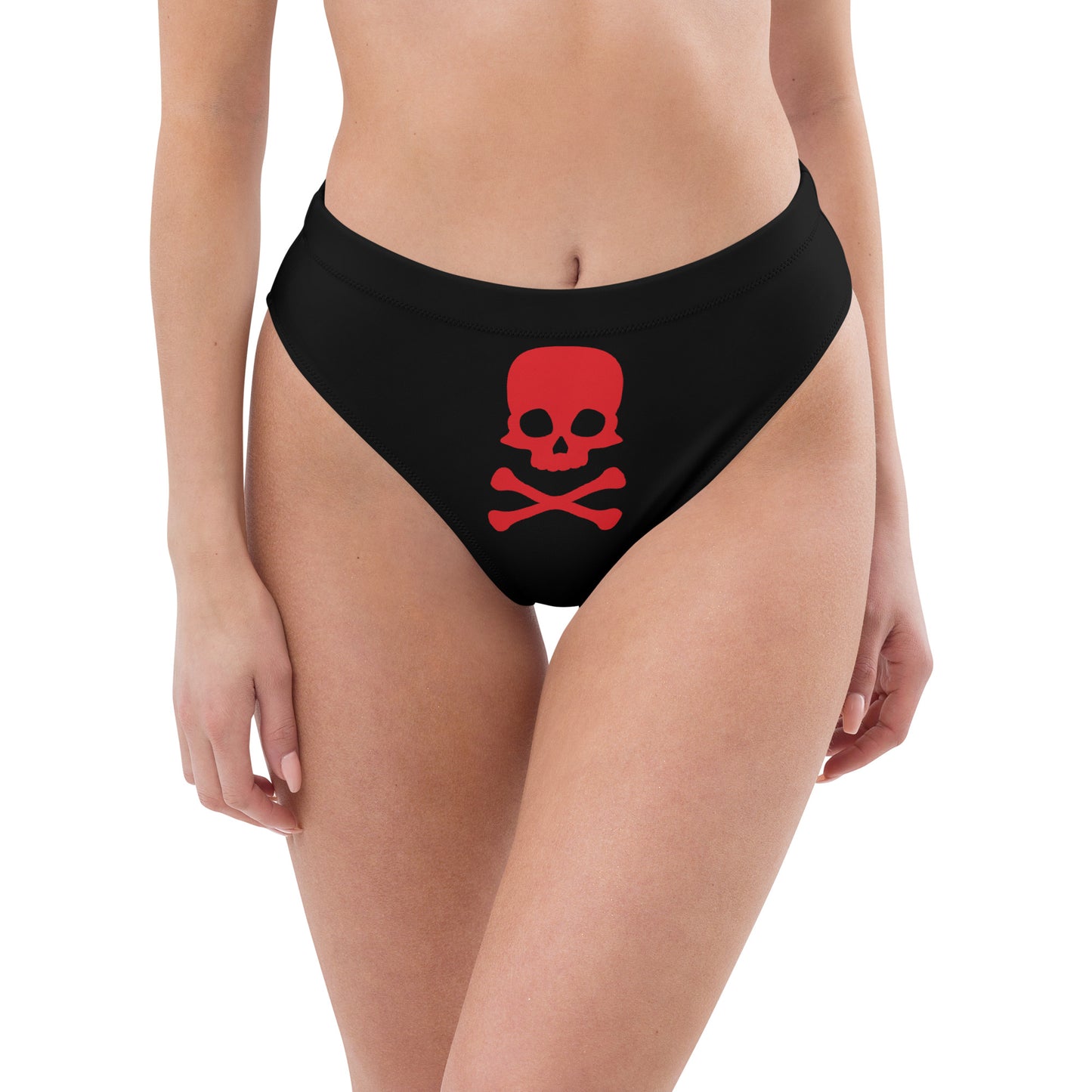 Red Skull & Cross Bone Black High-Waisted High-Cut Tucking Panty tunnellsCo.