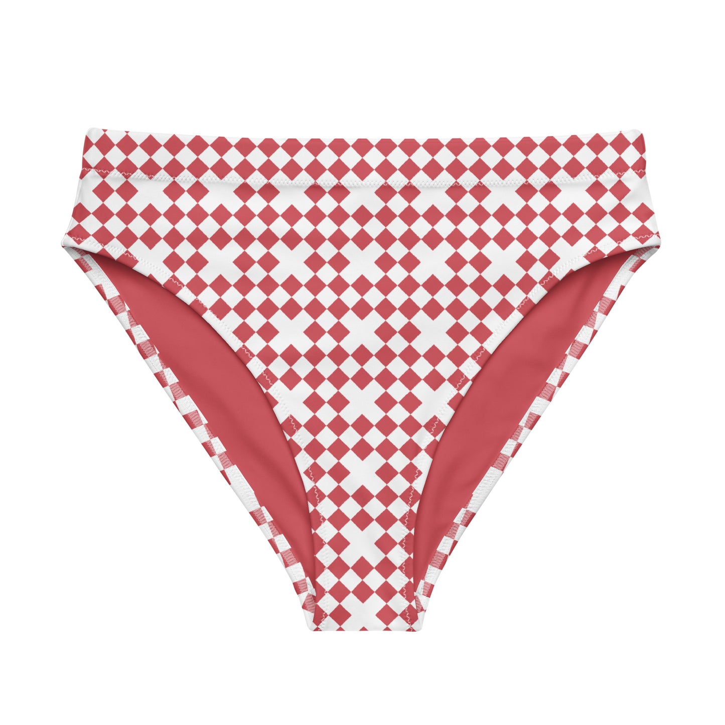 Red & White Diamond Mosaic High-Waisted High-Cut Tucking Panty tunnellsCo.