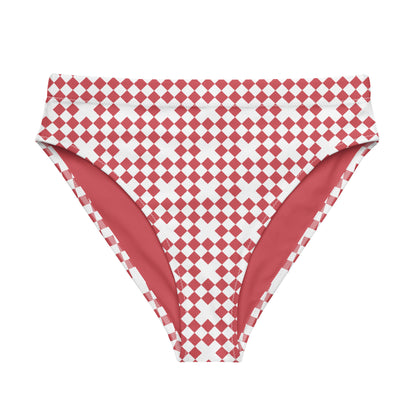 Red & White Diamond Mosaic High-Waisted High-Cut Tucking Panty tunnellsCo.