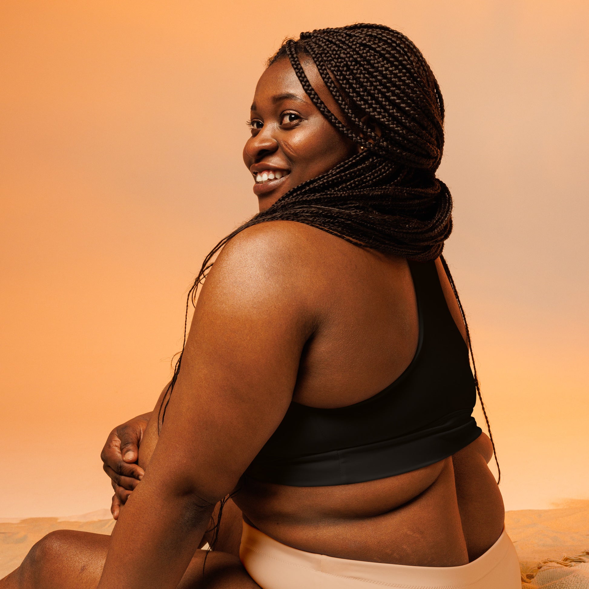 Subtle Blue Pink White Pride Black Sports Bra tunnellsCo.
