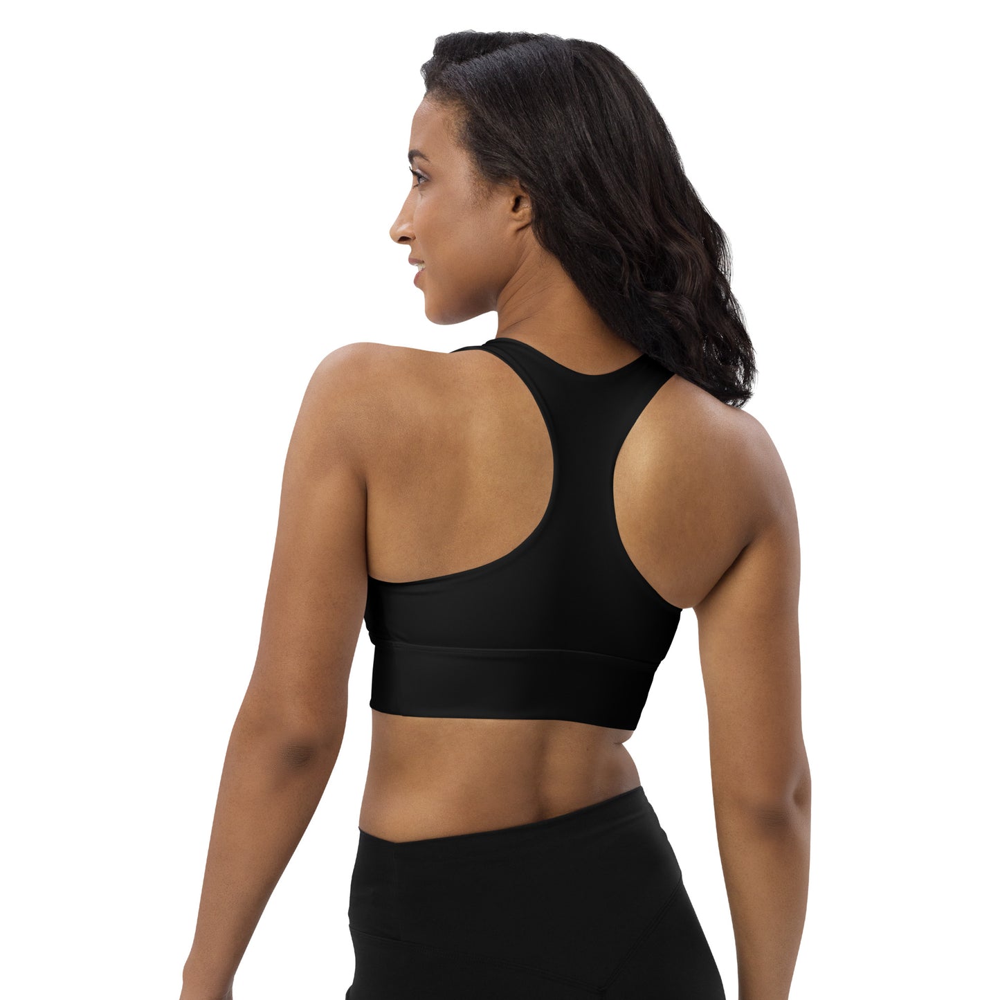 Subtle Blue Pink White Pride Black Sports Bra tunnellsCo.