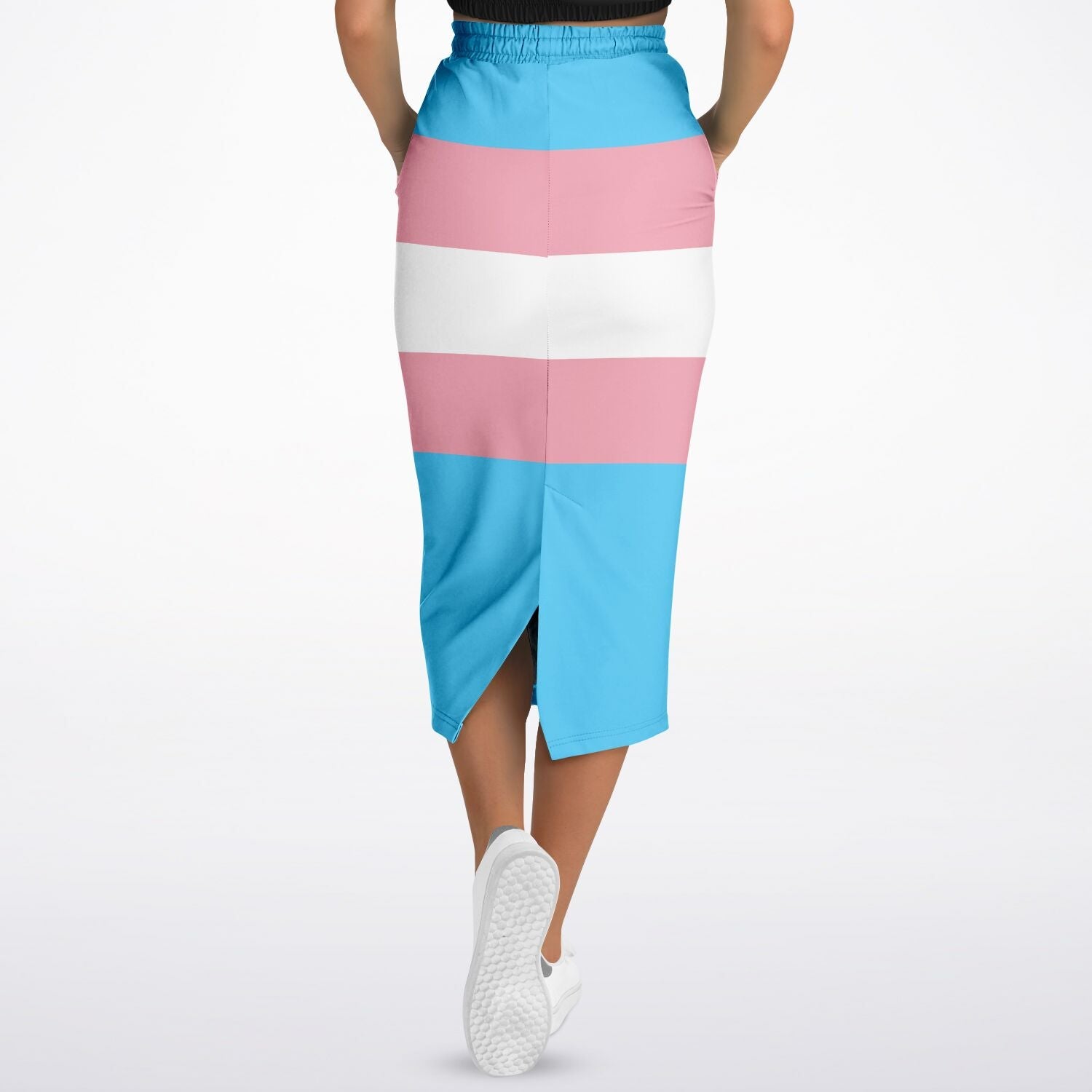 Teen Blue Pink White Pride Ribboned Casual Long Skirt tunnellsCo.